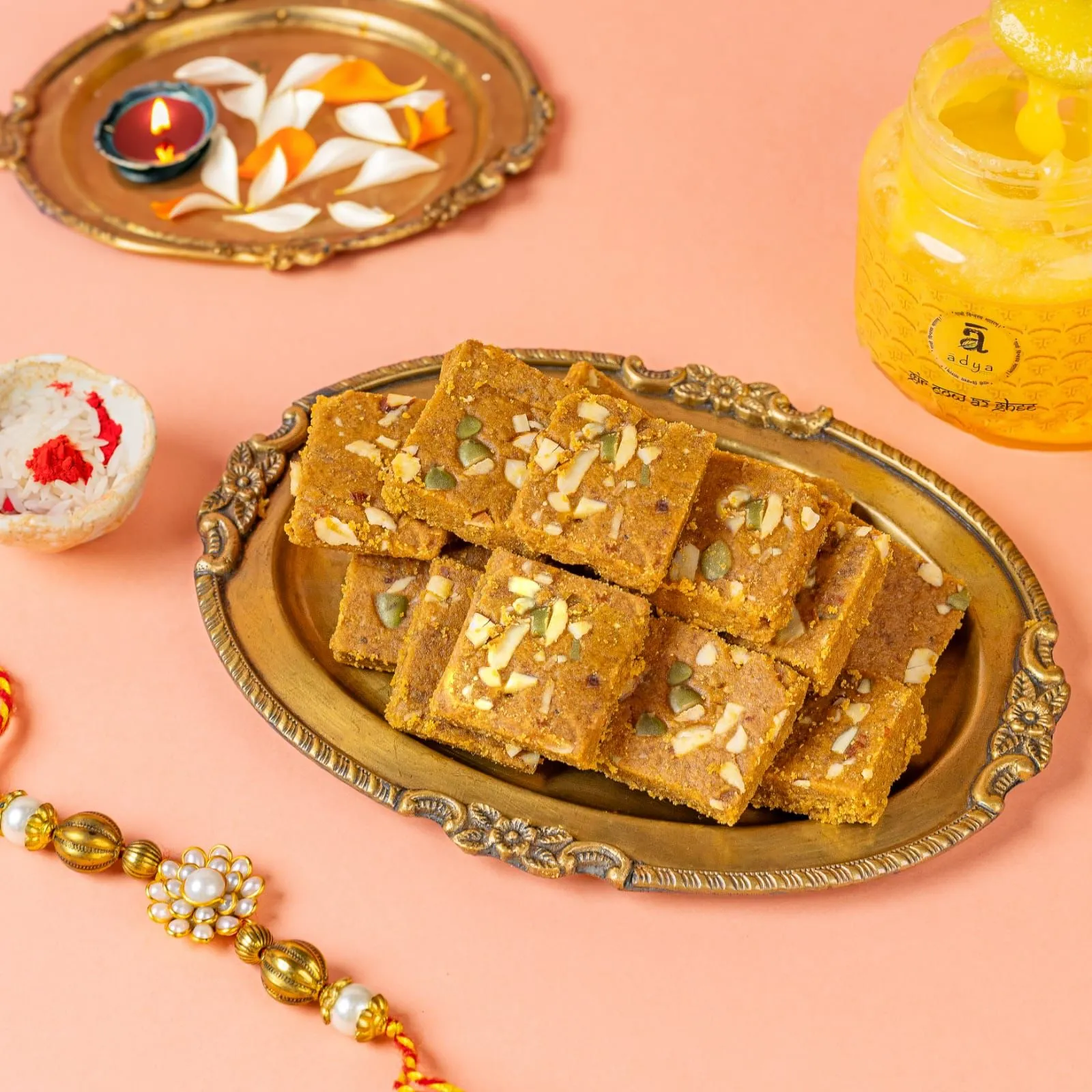 Adya Organics Besan Jaggery Barfi - 500gms